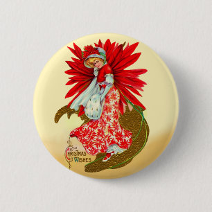 Poinsettia Girl Button