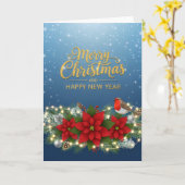 Poinsettia Glow Christmas & New Year Card Karte (Gelbe Blume)
