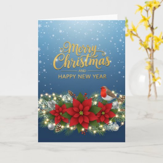 Poinsettia Glow Christmas & New Year Card Karte (Gelbe Blume)