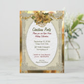 Poinsettia Gold - Einladung (Stehend Vorderseite)