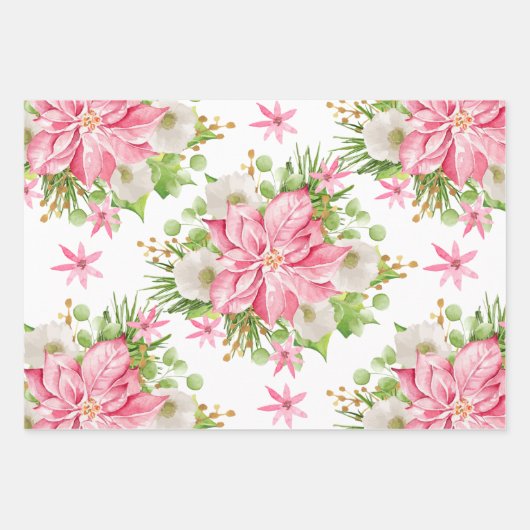 Poinsettia Goldpalme Tree Geschenkpapier Set (Vorderseite)