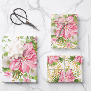 Poinsettia Goldpalme Tree Geschenkpapier Set