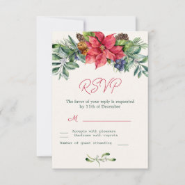 Poinsettia Greenerage Foliage Wedding RSVP