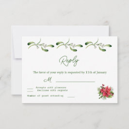 Poinsettia Greenerage Foliage Wedding RSVP