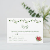 Poinsettia Greenerage Foliage Wedding RSVP (Stehend Vorderseite)