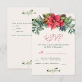 Poinsettia Greenerage Foliage Wedding RSVP Karte (Vorne/Hinten)