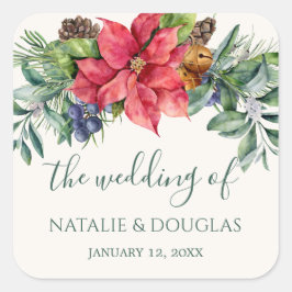 Poinsettia Greenerage Foliage Wedding Sticker