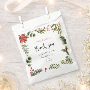Poinsettia Greenery Floral Winter Wedding Geschenktütchen