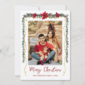 Poinsettia Greenery Gold Frohe Weihnachten 1 Foto (Vorderseite)