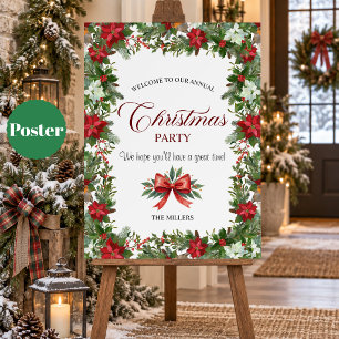 Poinsettia-Grün-Weihnachtsfeier Willkommen Poster