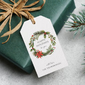 Poinsettia Grüne Weihnachtsfeiertage Wreath Geschenkanhänger