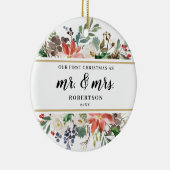 Poinsettia Grüntöne Erste Weihnachtsfeier als Mr. Keramik Ornament (Rechts)