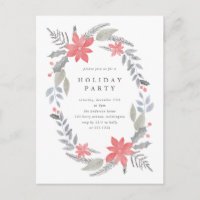 Poinsettia Hand-drawn Wreath Holiday Party