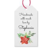 Poinsettia Handmade mit Liebe Name Weihnachten