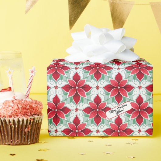 Poinsettia hat das moderne Weihnachtsmuster inspir Geschenkpapier (Geburtstagsparty)
