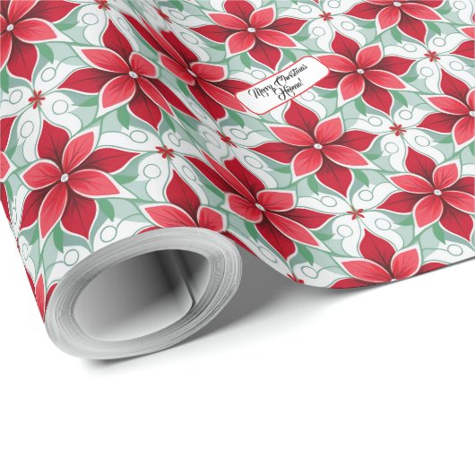 Poinsettia hat das moderne Weihnachtsmuster inspir Geschenkpapier (Rolleneckpunkt)