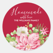 Poinsettia hausgemacht mit Liebe KLEINE Weihnachte Runder Aufkleber (Vorderseite)