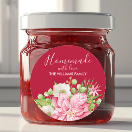 Poinsettia hausgemacht mit Liebe Weihnachtsgebäck Runder Aufkleber