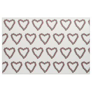 Poinsettia Hearts Red Green White Christmas Fabric Stoff