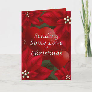 Poinsettia & Hearts Weihnachtsgrüße Liebe Feiertagskarte
