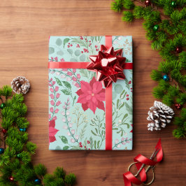 Poinsettia-Heather-Aquarell-Glitzer Geschenkpapier