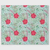 Poinsettia-Heather-Aquarell-Glitzer Geschenkpapier (Flach)