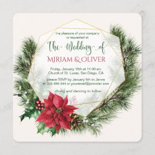 Poinsettia, heilig, Kiefernweihnachtszeit Einladung