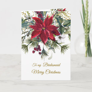 Poinsettia, heilig, Pine Christmas Bridesmaid Feiertagskarte