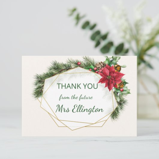 Poinsettia, heilig, Pine Christmas Danke (Stehend Vorderseite)