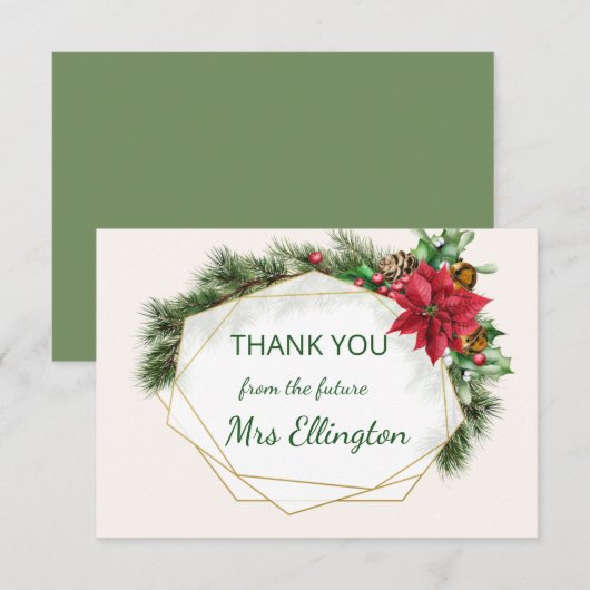 Poinsettia, heilig, Pine Christmas Danke (Vorne/Hinten)