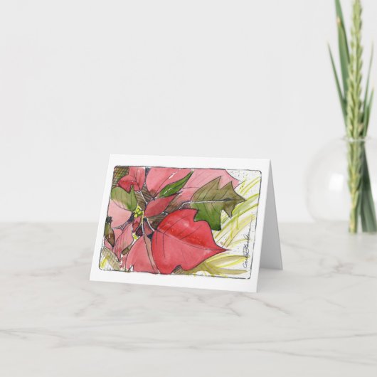 Poinsettia Holiday Card Feiertagskarte (Vorderseite)