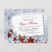 Poinsettia Holiday Christmas Open House Einladung Postkarte (Vorne/Hinten)