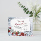 Poinsettia Holiday Christmas Open House Einladung Postkarte (Stehend Vorderseite)