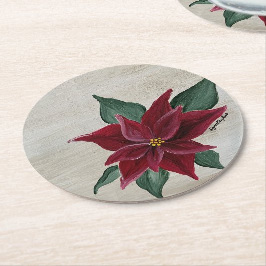 Poinsettia Holiday Coaster Runder Pappuntersetzer (Angewinkelt)