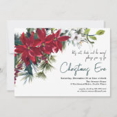 Poinsettia Holiday Floral | Abendessen Einladung (Vorderseite)