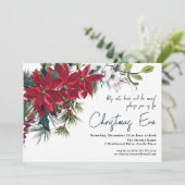 Poinsettia Holiday Floral | Abendessen Einladung (Stehend Vorderseite)