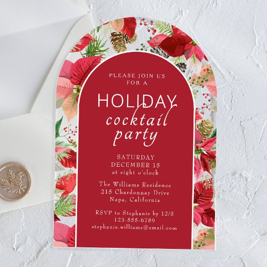 Poinsettia Holiday Floral Christmas Party Acryleinladungen