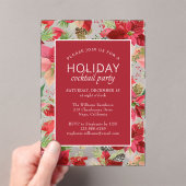 Poinsettia Holiday Floral Christmas Party Acryleinladungen (Insitu (Handheld))