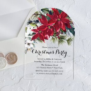Poinsettia Holiday Floral Christmas Partys Company Acryleinladungen