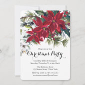 Poinsettia Holiday Floral Christmas Partys Company Einladung (Vorderseite)