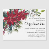 Poinsettia Holiday Floral Weihnachtsabend Magneteinladung (Vorderseite)