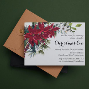 Poinsettia Holiday Floral Weihnachtsabend Magneteinladung