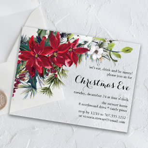 Poinsettia Holiday Floral Weihnachtsabendessen Acryleinladungen