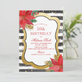 Poinsettia Holiday Geburtstagsparty Einladung (Stehend Vorderseite)