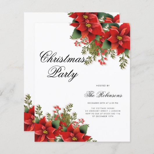 Poinsettia Holiday Invite Program & Menu (Vorne/Hinten)