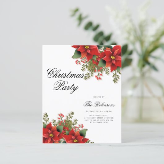 Poinsettia Holiday Invite Program & Menu (Stehend Vorderseite)