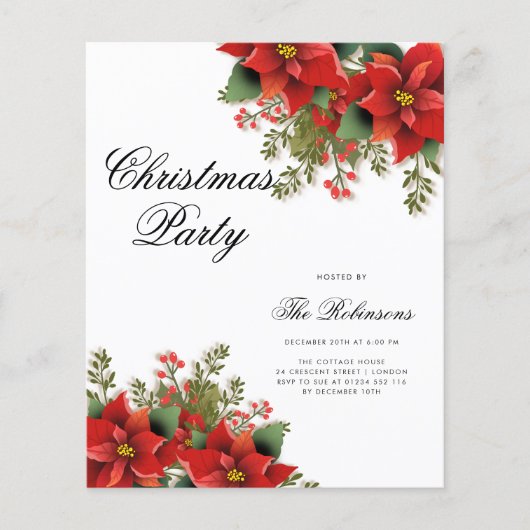 Poinsettia Holiday Invite Program & Menu (Vorderseite)