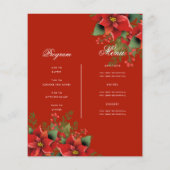 Poinsettia Holiday Invite Program Menu Red Flyer (Hinten)