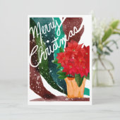 Poinsettia Holiday Karte leer (Stehend Vorderseite)