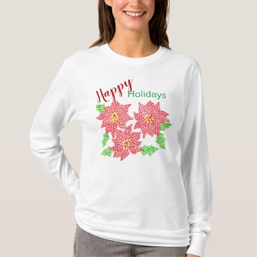 Poinsettia Holiday Long Sleezeed T-Shirt (Vorderseite)